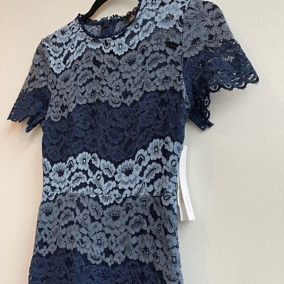 Aqua Womens Bodycon Dress Floral Lace Short Sleeve Blue Size Extra Small NWT - Picture 5 of 8